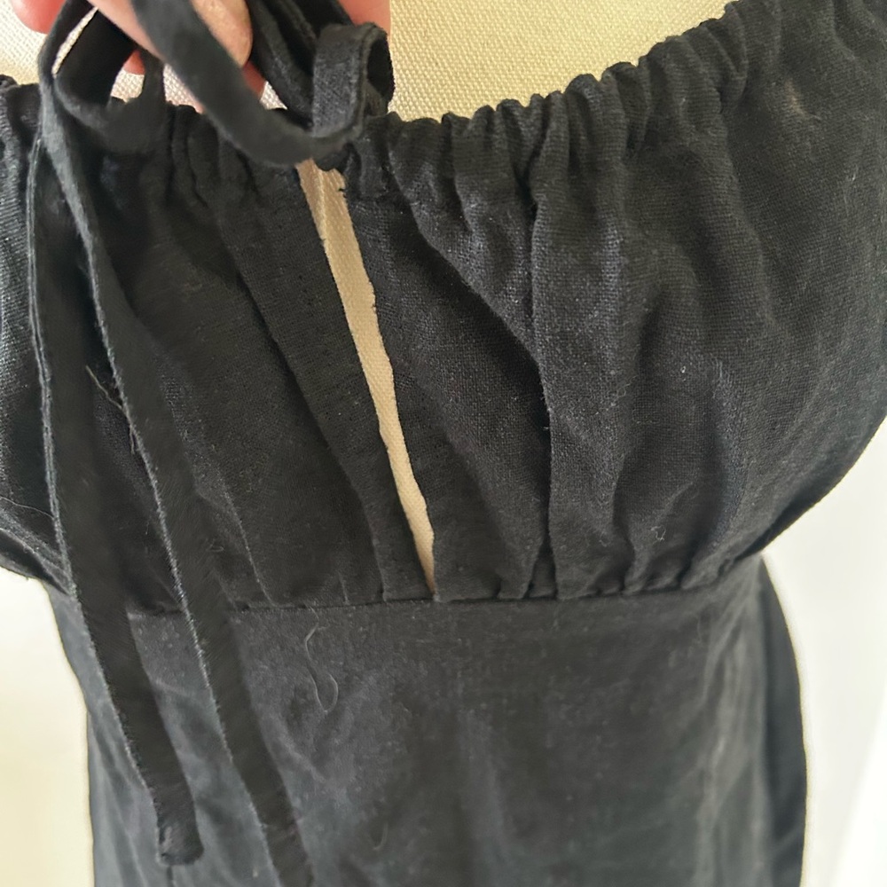 Wild Fable Black Linen Blend Smocked Top Mini Dress - Picture 4 of 9